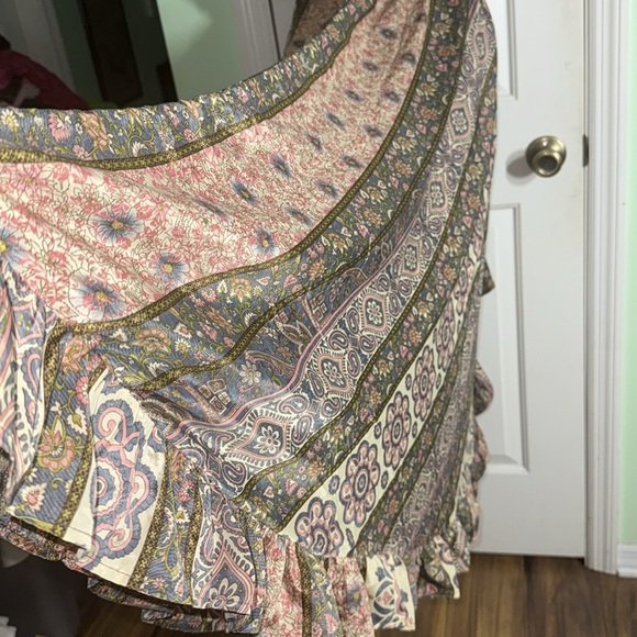 Bohemian Floral High-Low Flutter Sleeve Spring Summer Fall Flowy Dress Size M-L - Picture 11 of 13